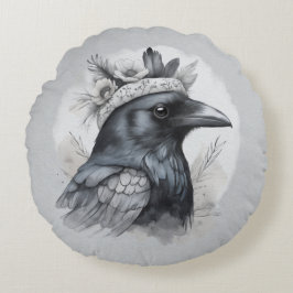 Krähen Crows Raben Federn Wohnen Deko Rond Kussen