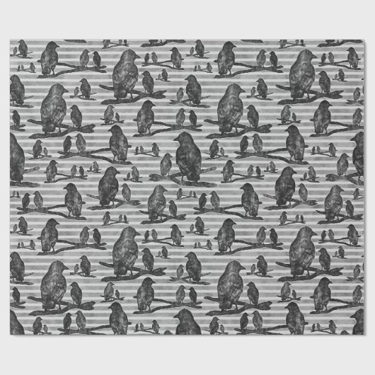 Krähen Raben Crows auf Ast Verpackung Cadeaupapier (Vlak)