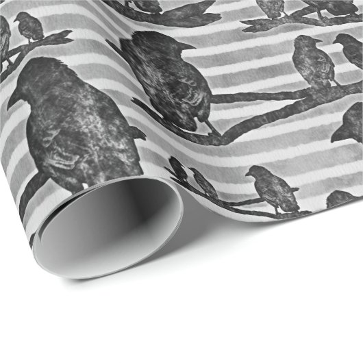 Krähen Raben Crows auf Ast Verpackung Cadeaupapier (Rol Hoek)
