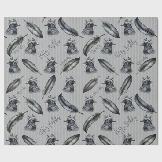 Krähen Raben Crows Federn Feathers Eigener Text Cadeaupapier (Vlak)