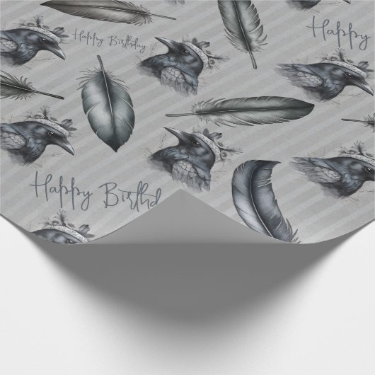 Krähen Raben Crows Federn Feathers Eigener Text Cadeaupapier (Hoek)