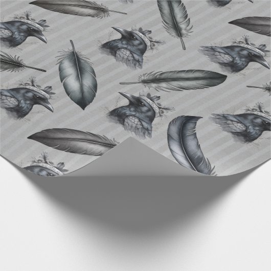 Krähen Raben Crows Federn Feathers Verpackung Cadeaupapier (Hoek)
