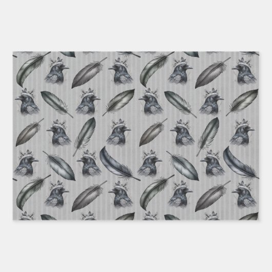 Krähen Raben Crows Federn Feathers Verpackung Inpakpapier Vel (Voorkant 2)