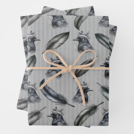 Krähen Raben Crows Federn Feathers Verpackung Inpakpapier Vel