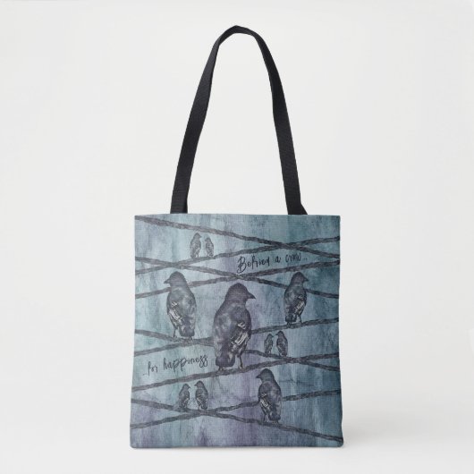 Krähen Raben Vogel Crows auf Ast Tote Bag (Voorkant)