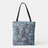 Krähen Raben Vogel Crows auf Ast Tote Bag (Achterkant)