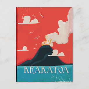 Krakatoa Vintage Vakantieposter Kunst Briefkaart