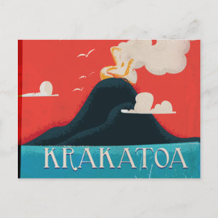 Krakatoa Vintage Vakantieposter Kunst Briefkaart