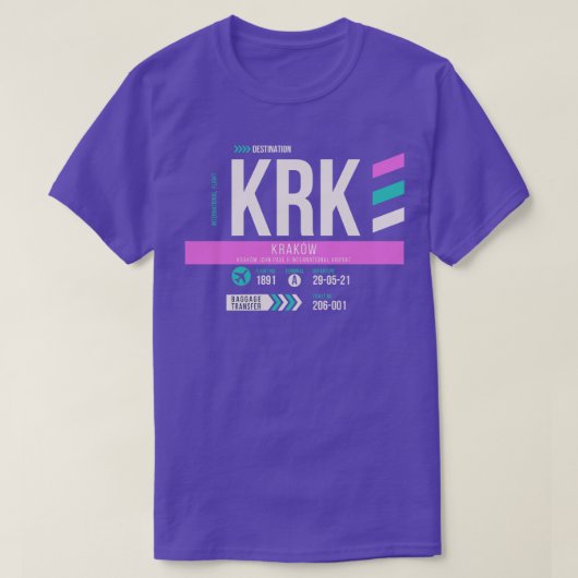 Krakau KRK Airport Code Bagage Label 1 T-shirt (Design voorkant)