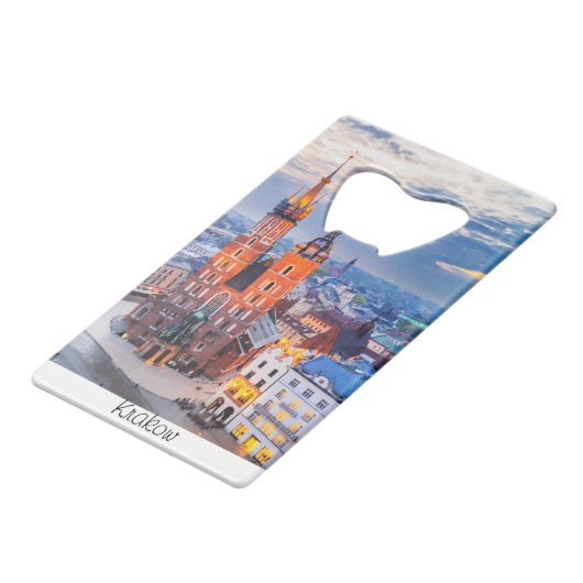 Krakau nacht in Polen Creditkaart Flessenopener (Achterkant Gekanteld)