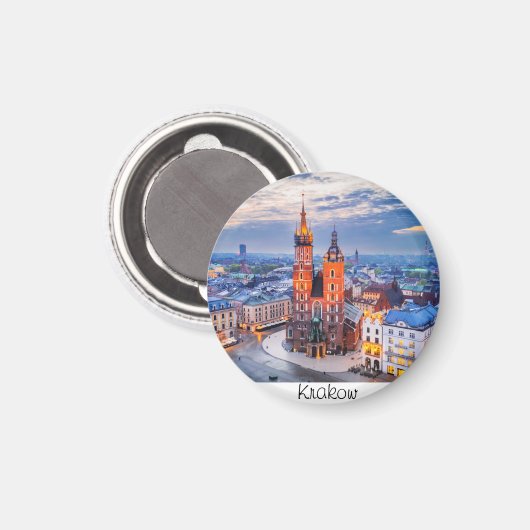Krakau nacht in Polen Magneet (Voorkant / Achterkant)