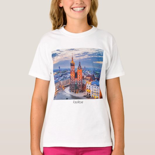 Krakau nacht in Polen T-shirt (Voorkant)