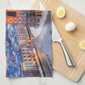 Krakau nacht in Polen Theedoek (Quarter Fold)