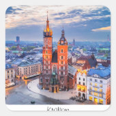 Krakau nacht in Polen Vierkante Sticker (Voorkant)