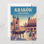 Krakau oude markt vintage briefkaart (Voorkant / Achterkant)