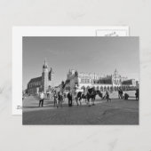 Krakau, Oude Stad, Polen, zwart-wit briefkaart (Voorkant / Achterkant)