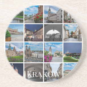 Krakau oude stadslandschappen, Polen Zandsteen Onderzetter