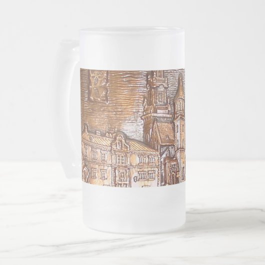 KRAKAU POLEN ARCHITECTUUR MATGLAS BIERPUL (Voorkant links)