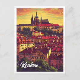Krakau Polen Artistieke reisillustratie Briefkaart