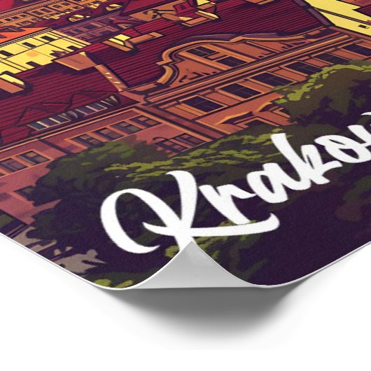 Krakau Polen Artistieke reisillustratie Poster (Hoek)