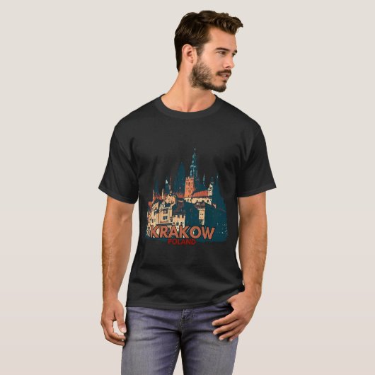 Krakau Polen Cityscape T-shirt (Voorkant volledig)
