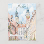 Krakau Polen Gouache Schilderillustratie Reizen Briefkaart (Voorkant)