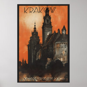 Krakau Polen - Jaren '30 Reizen Poster in Retro St
