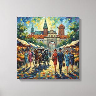 Krakau Polen Middeleeuwse Poort Uitgerekte Canvas Afdruk