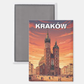 Krakau Polen Reizen Magneet (Voorkant / Achterkant)