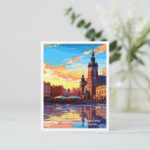 Krakau Polen vintage reisillustratie Briefkaart (Staand voorkant)