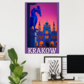 Krakau Poster - Drakenhorloge over doekzaal (Thuiskantoor)