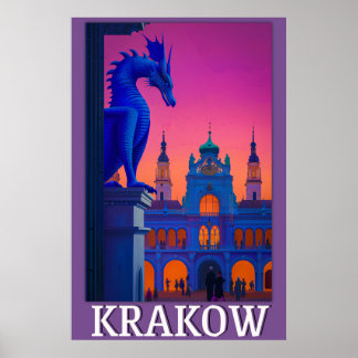 Krakau Poster - Drakenhorloge over doekzaal
