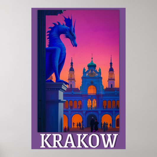 Krakau Poster - Drakenhorloge over doekzaal (Voorkant)