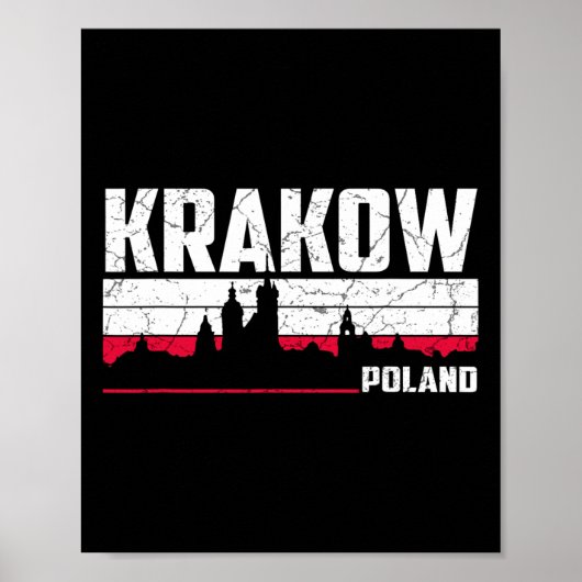 Krakau Silhouette Polen Poster (Voorkant)