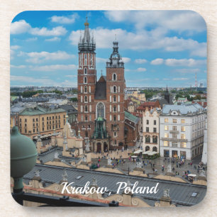Krakau stadscentrum van bovenaf in Polen Bier Onderzetter