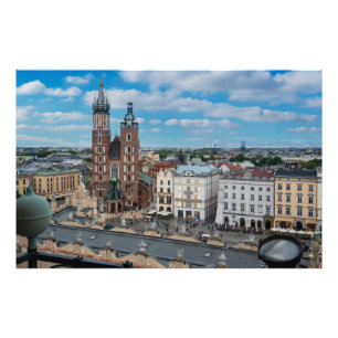 Krakau stadscentrum van bovenaf in Polen Foto Afdruk