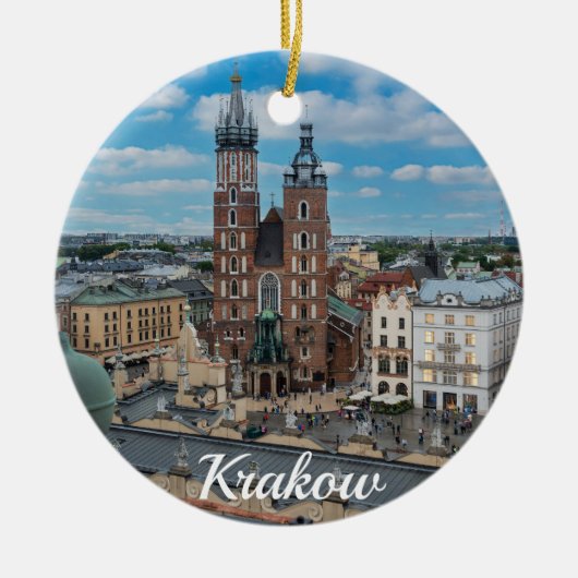 Krakau stadscentrum van bovenaf in Polen Keramisch Ornament (Voorkant)