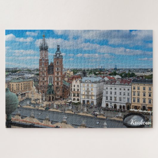 Krakau stadscentrum van bovenaf in Polen Legpuzzel (Horizontaal)