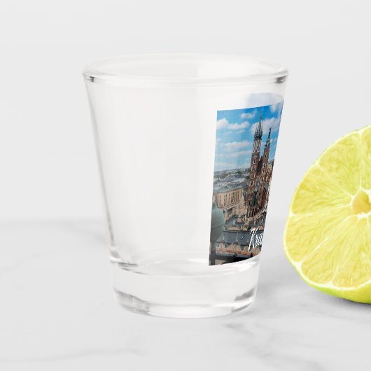 Krakau stadscentrum van bovenaf in Polen Shot Glas (Links)