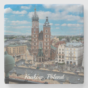 Krakau stadscentrum van bovenaf in Polen Stenen Onderzetter