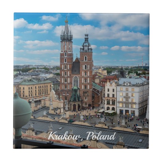Krakau stadscentrum van bovenaf in Polen Tegeltje (Voorkant)