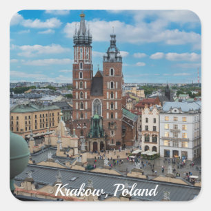 Krakau stadscentrum van bovenaf in Polen Vierkante Sticker