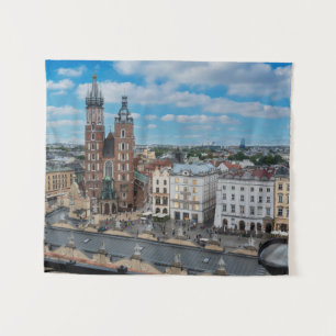 Krakau stadscentrum van bovenaf in Polen Wandkleed