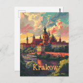 Krakau zonsondergang  briefkaart (Voorkant / Achterkant)