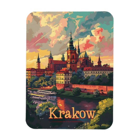 Krakau zonsondergang  magneet (Verticaal)
