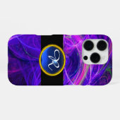KRAKE PHOTON BLAUWE SAPPHIERE EDELGESTEEN MONOGRAM iPhone HOESJE (Achterkant horizontaal)