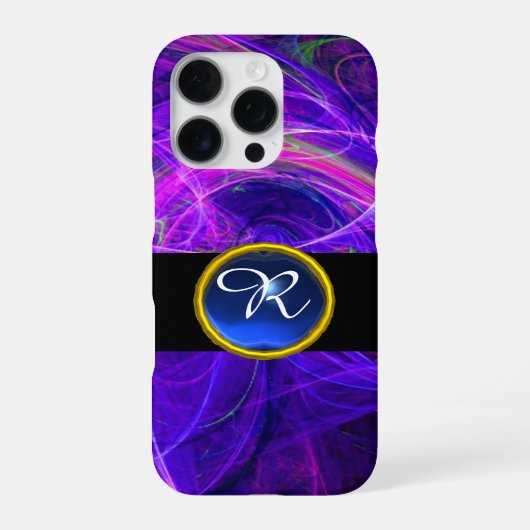 KRAKE PHOTON BLAUWE SAPPHIERE EDELGESTEEN MONOGRAM iPhone HOESJE (Achterkant)