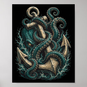 Kraken anker oceaanmonster tentakels poster