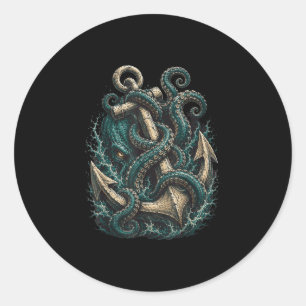 Kraken anker oceaanmonster tentakels  ronde sticker