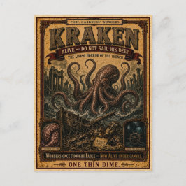 Kraken, antiek circusunmonster briefkaart
